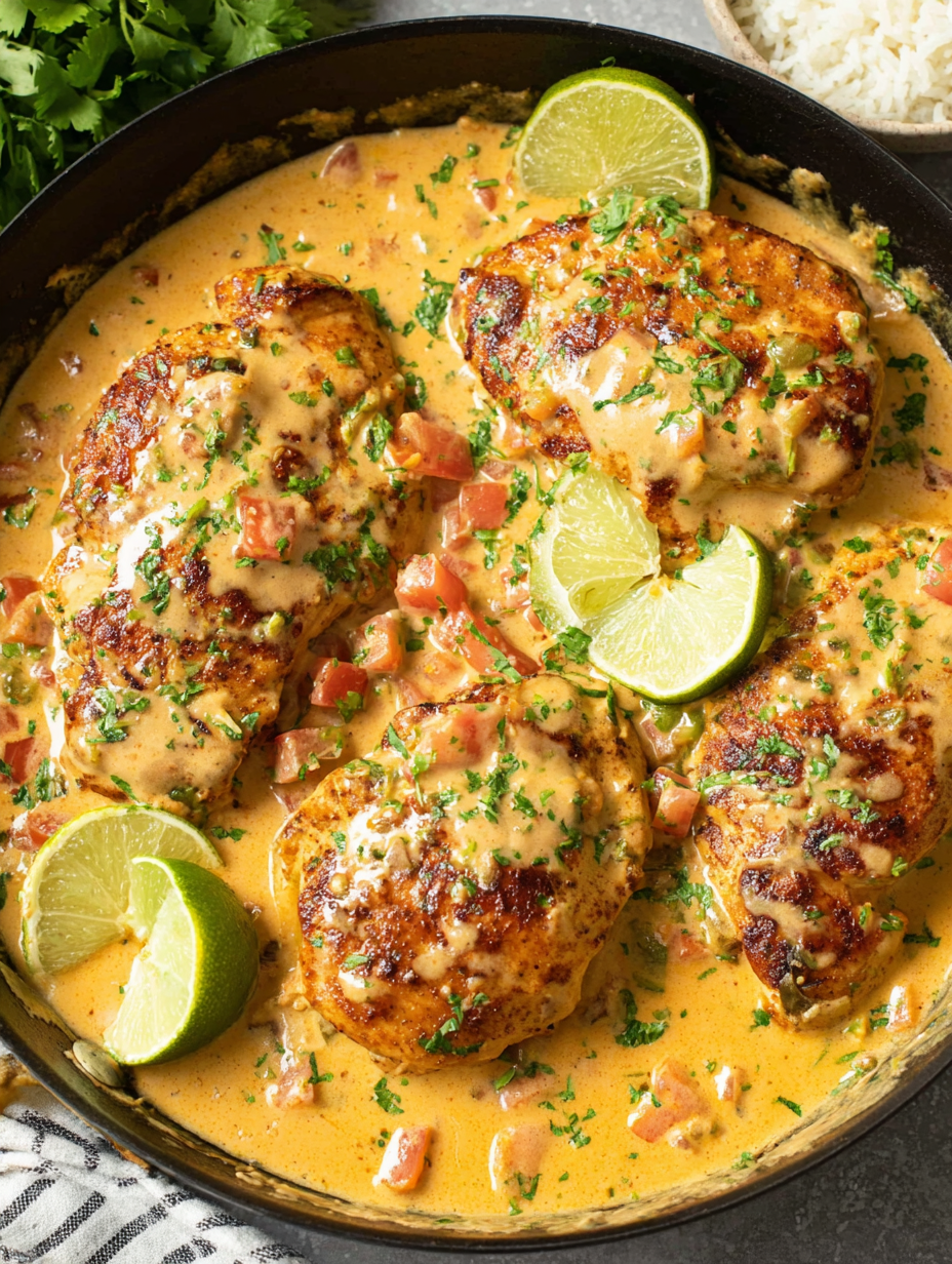 Close-up of creamy Rotel sauce simmering in skillet
