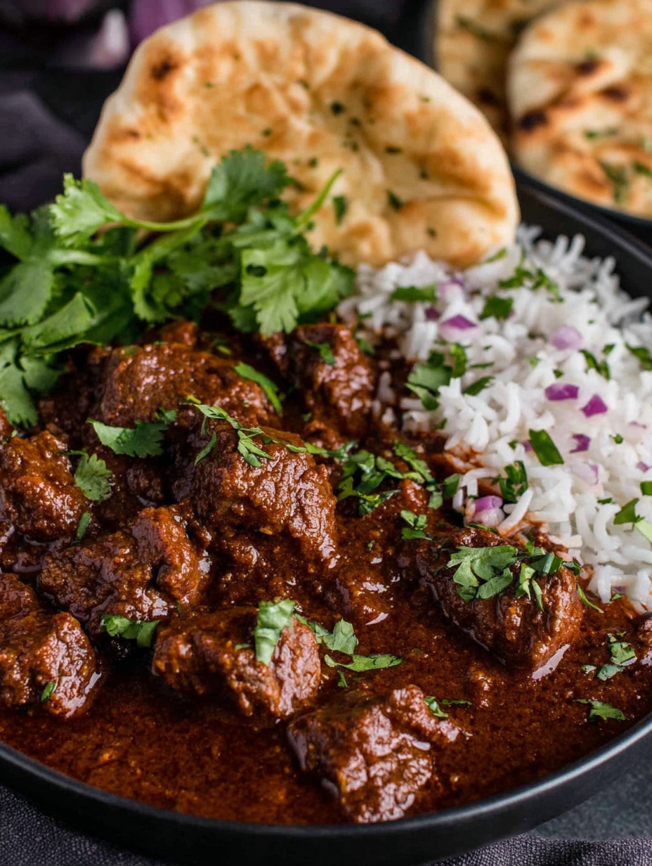 Slow cooked beef madras in a casserole