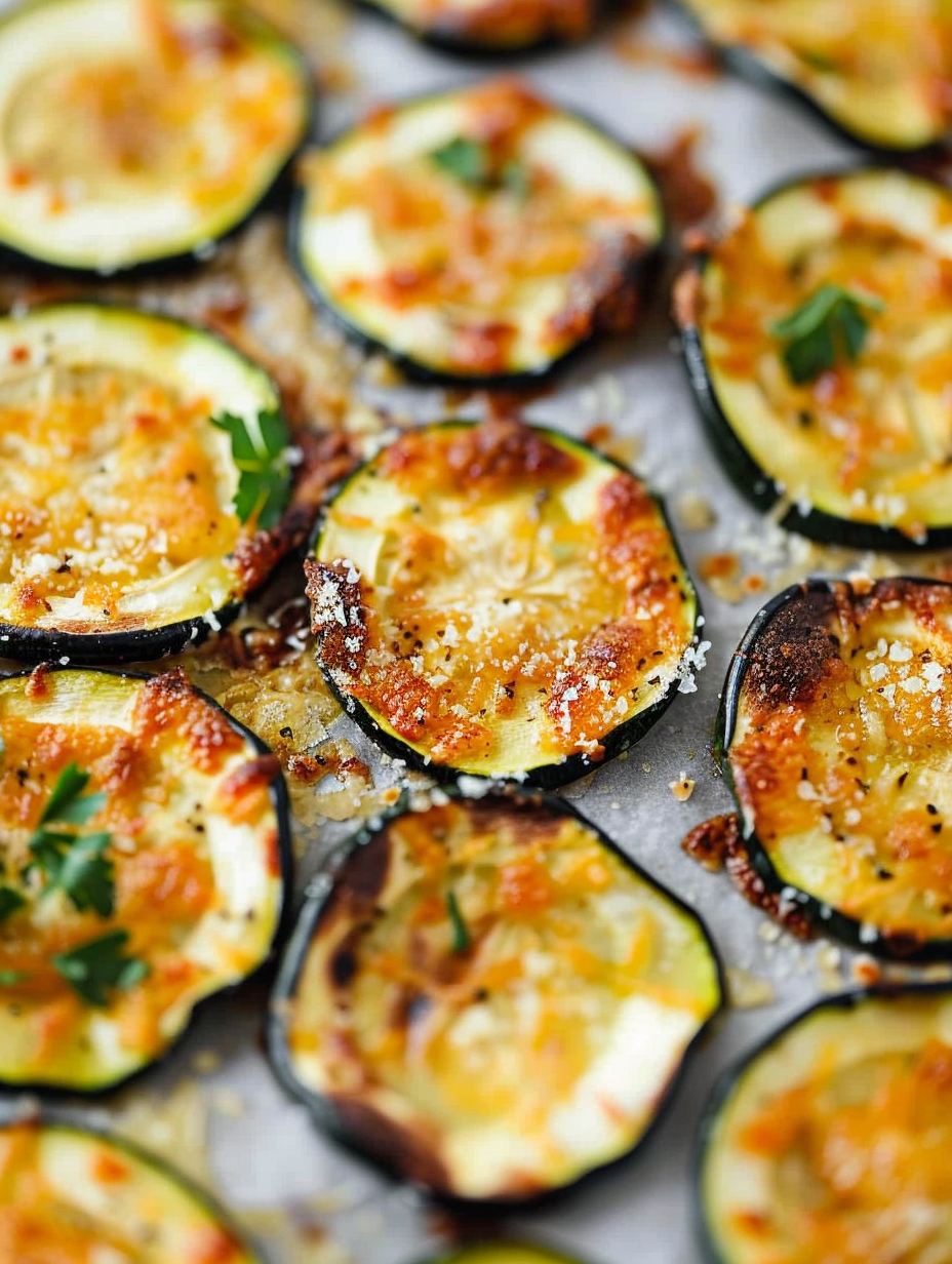 Close-up of crispy parmesan zucchini chip