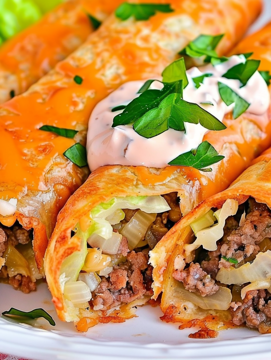 Keto Big Mac Roll-Ups on baking sheet