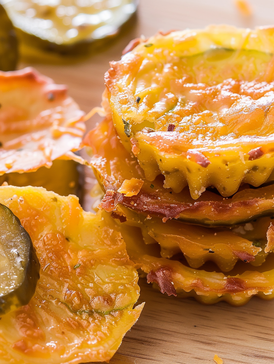 Air Fryer Cheddar Ranch Pickle Chips in muffin tin