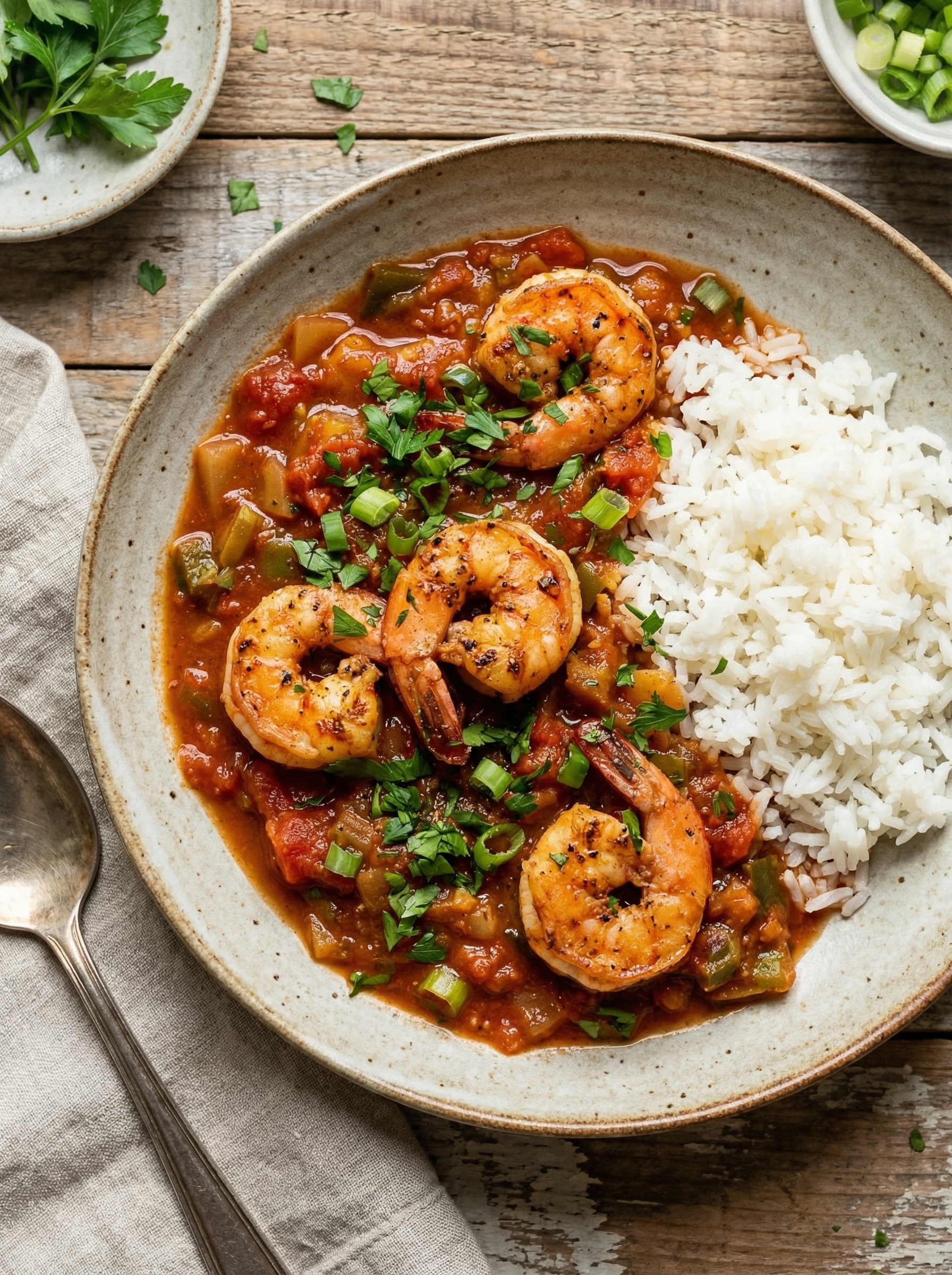 Shrimp Creole served over rice