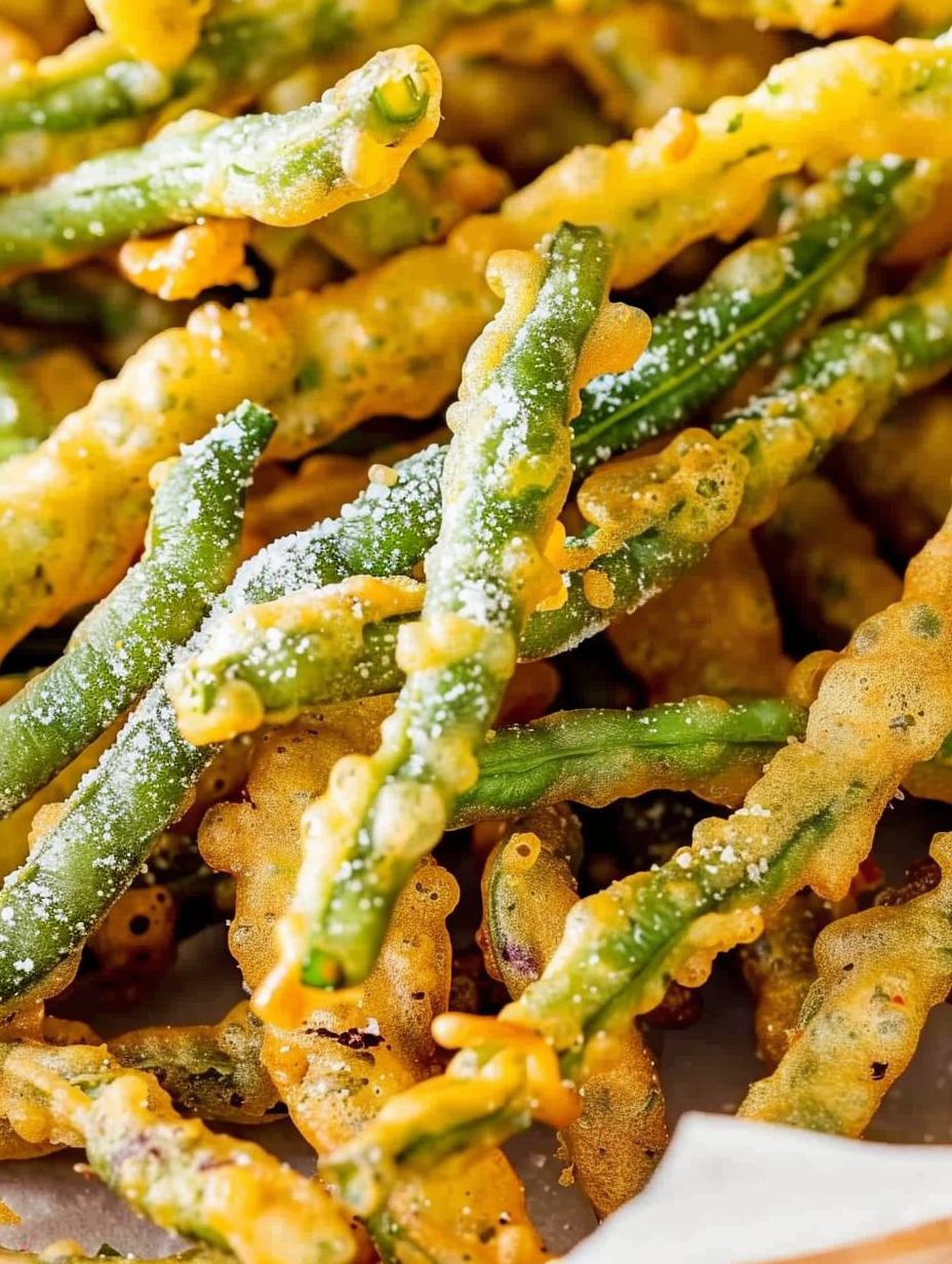 Beer-battered fried green beans
