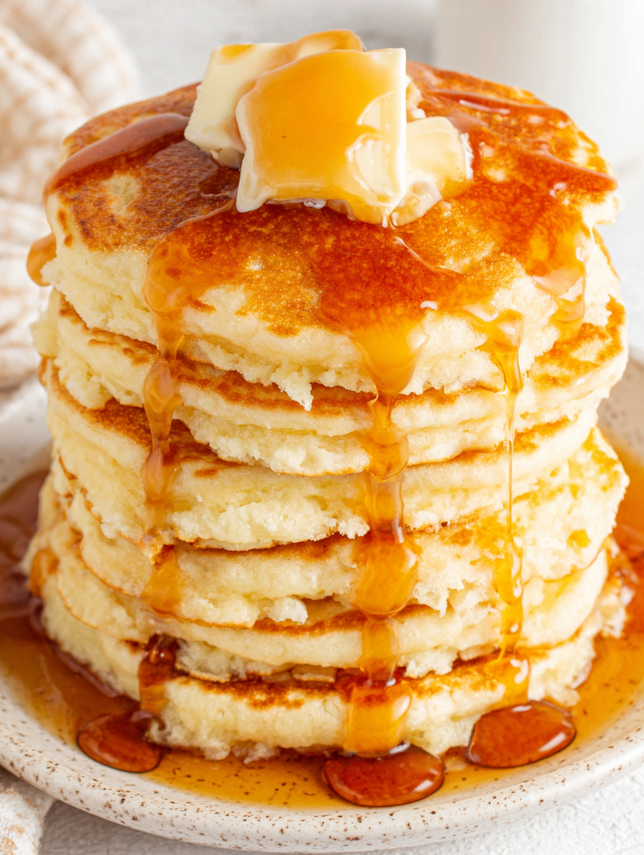 Pouring pancake batter on a hot griddle