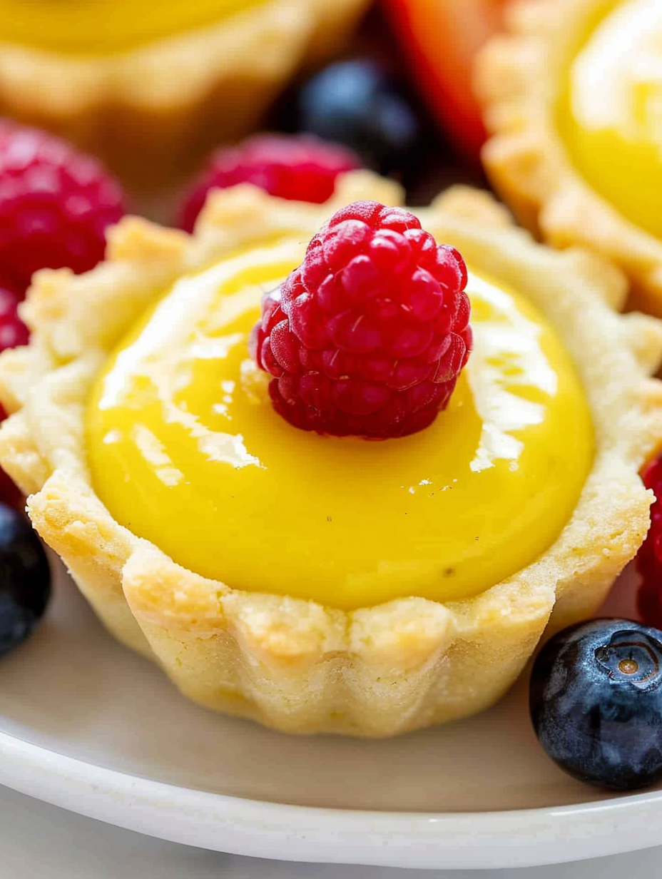 Mini lemon tarts cooling on a rack