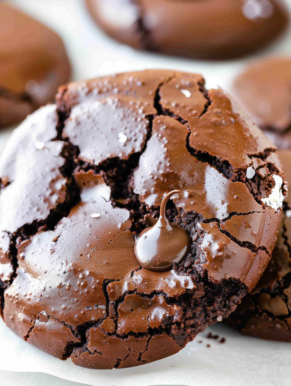 Small batch flourless chocolate cookies on parchment