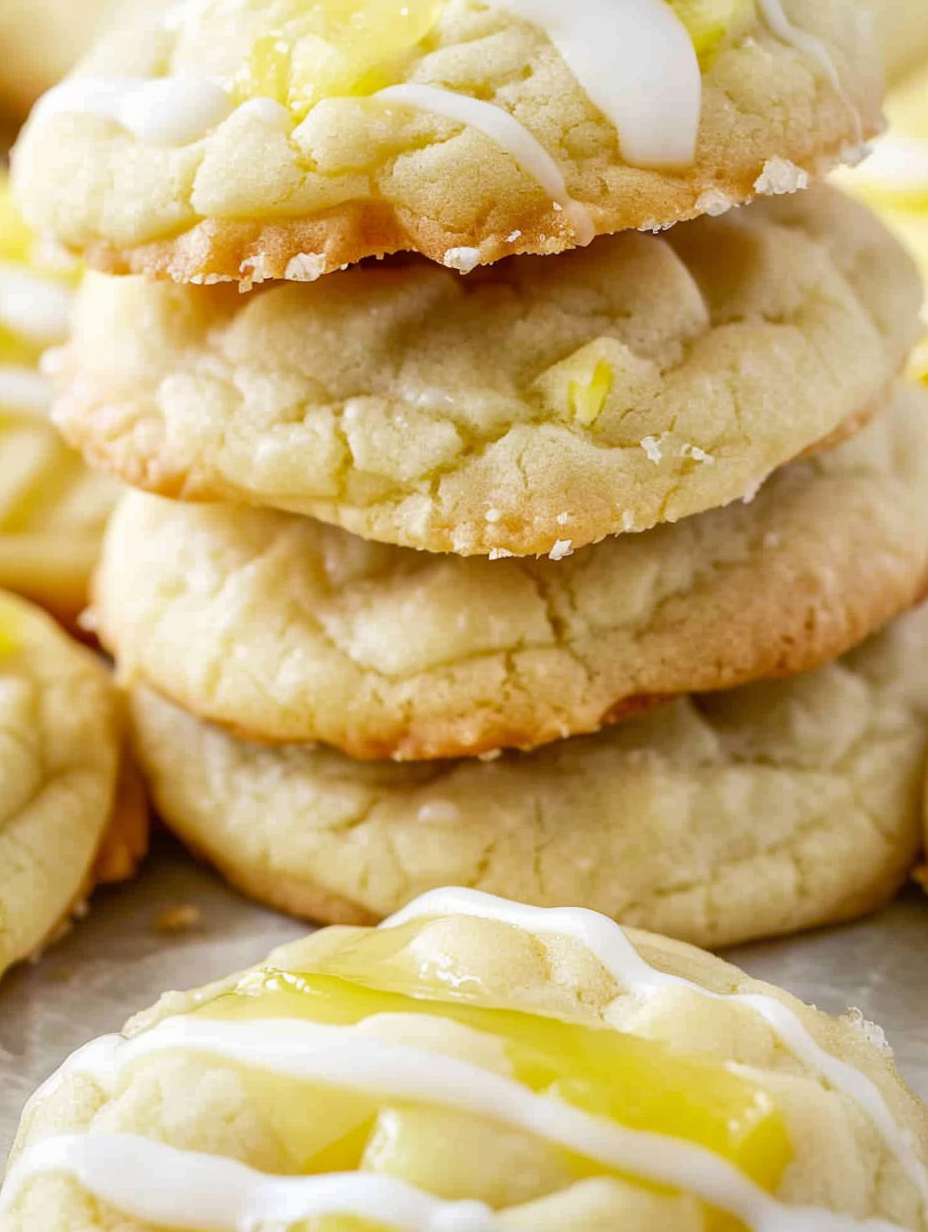 Baked pineapple cream cheese cookies on cooling rack