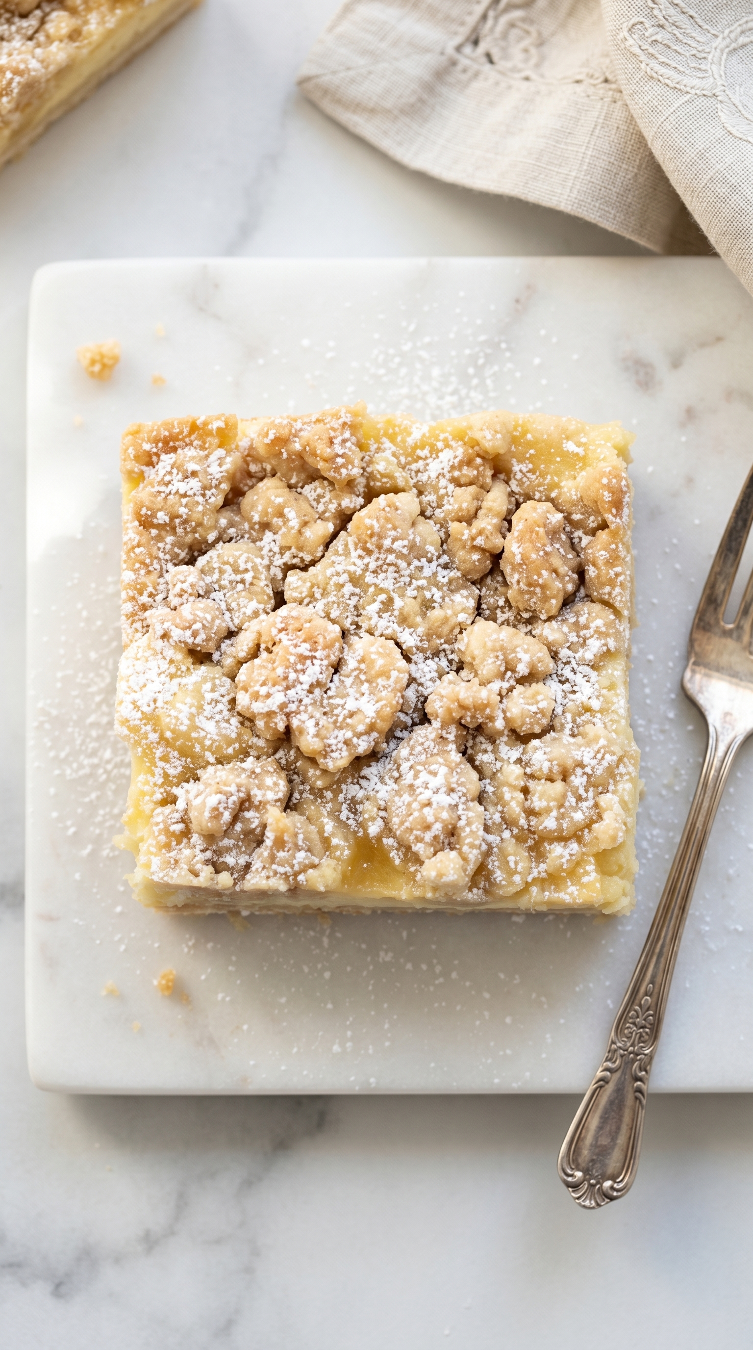 Vanilla Cream Crumb Bars on a cooling rack