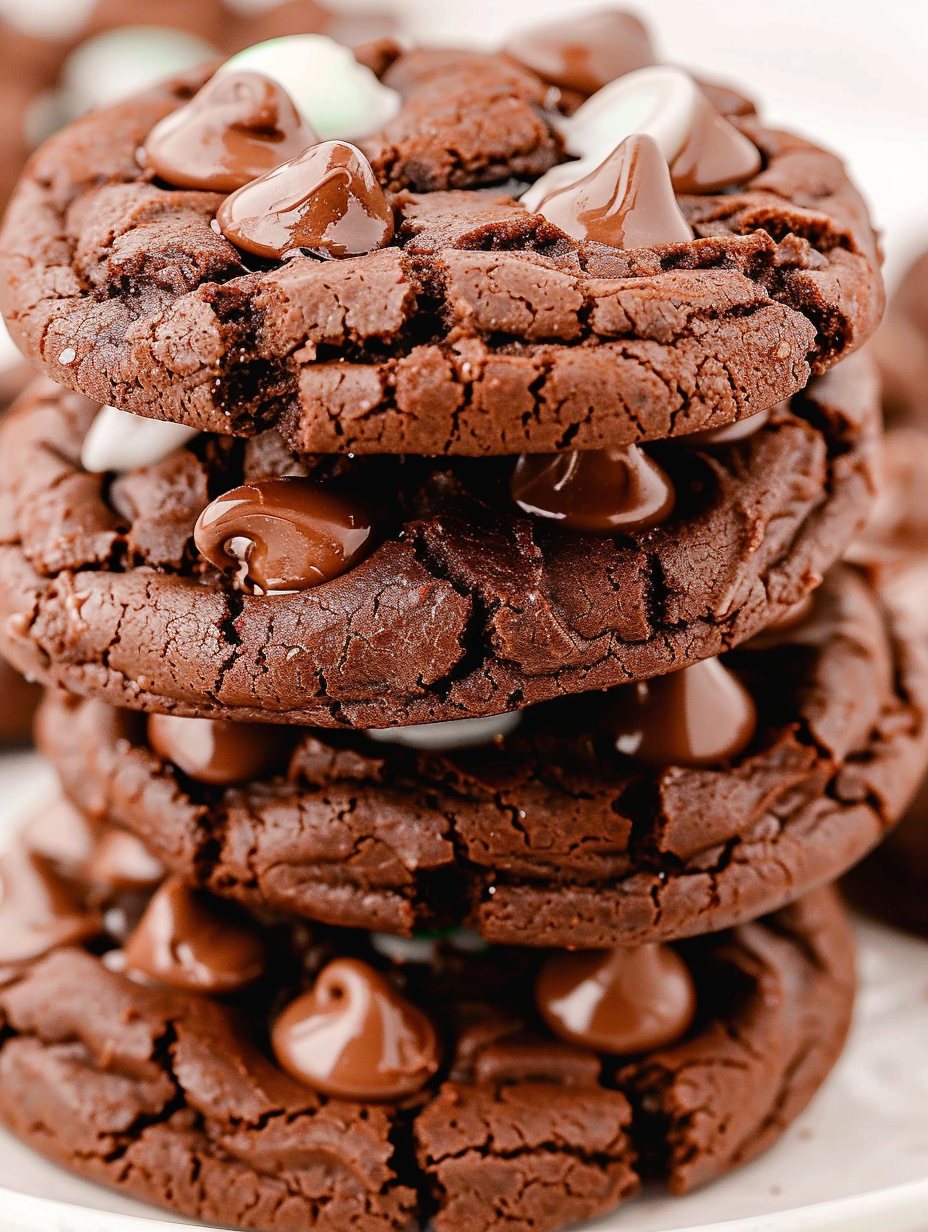 Double Chocolate Junior Mint Cookies ready on a tray