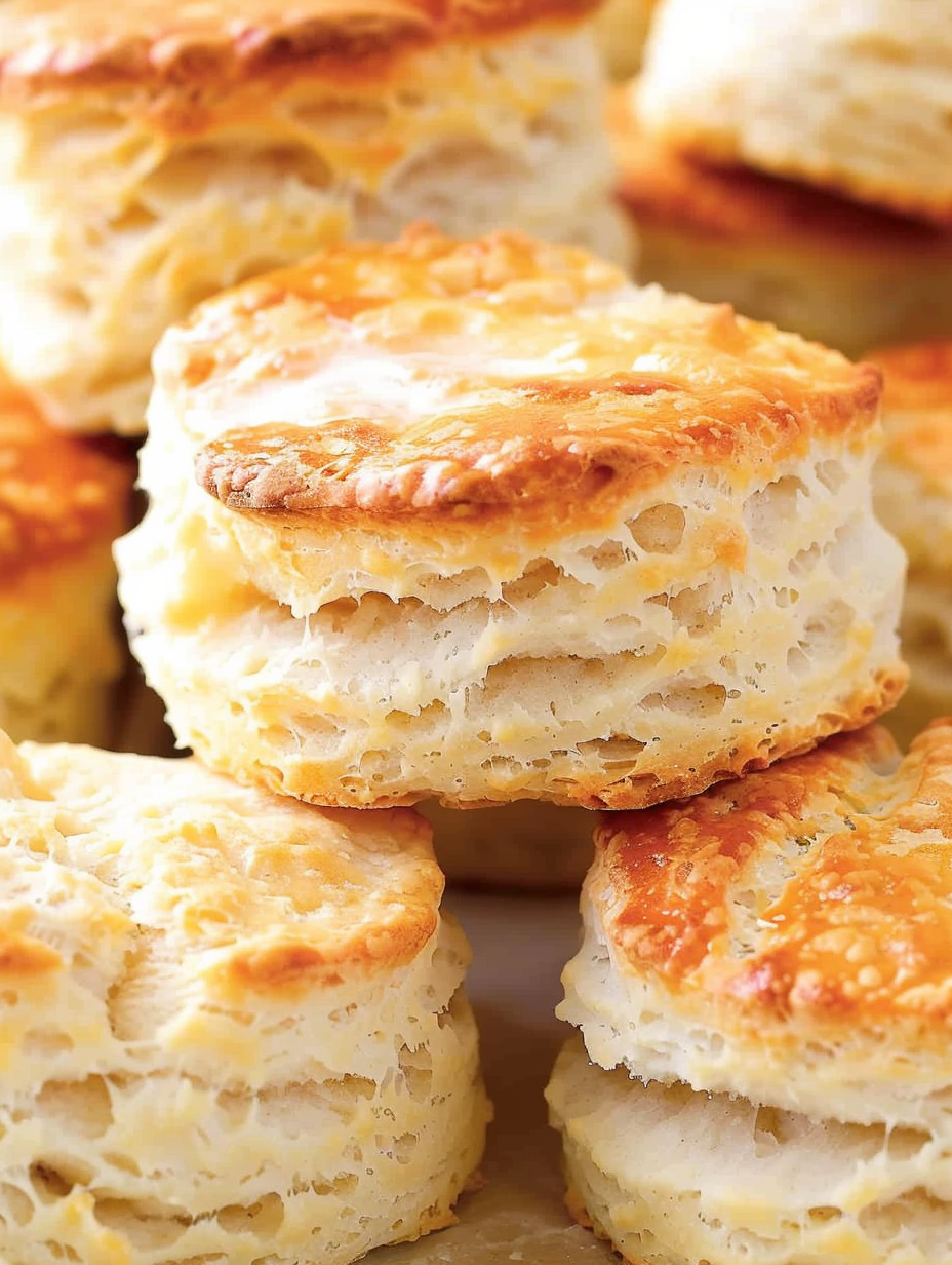 Golden baked buttermilk biscuits brushed with melted butter