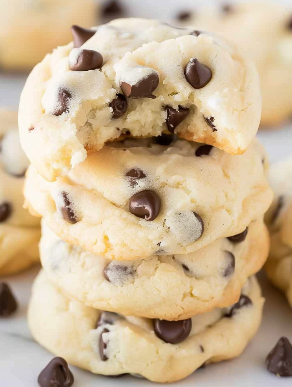 Chocolate chip cheesecake cookies cooling on a rack