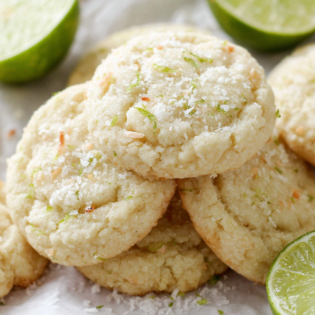 Chewy Coconut Lime Sugar Cookies on a cooling rack