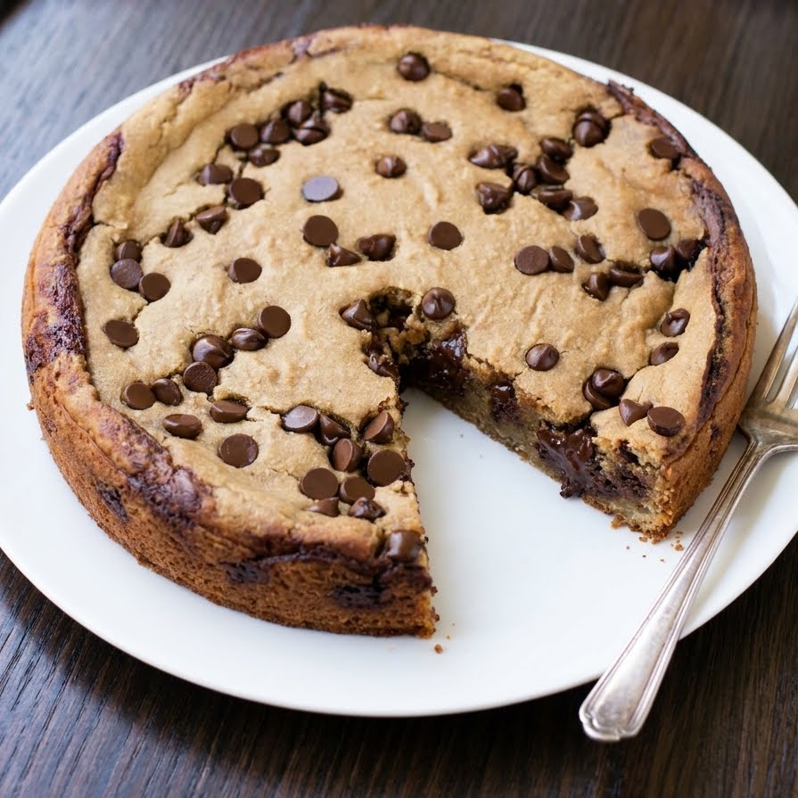 Gooey deep dish cookie pie in a springform pan