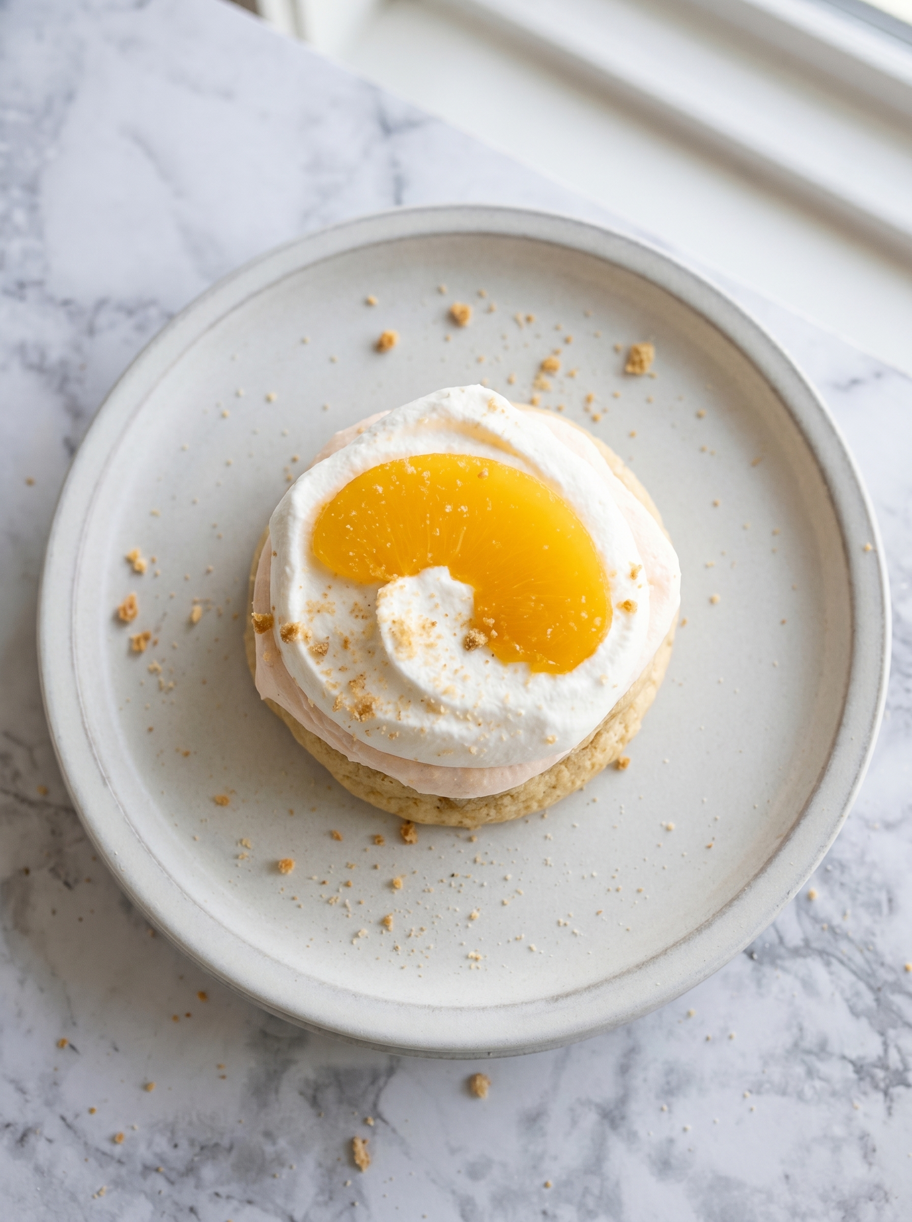 Peaches and Cream cookie on a cooling rack