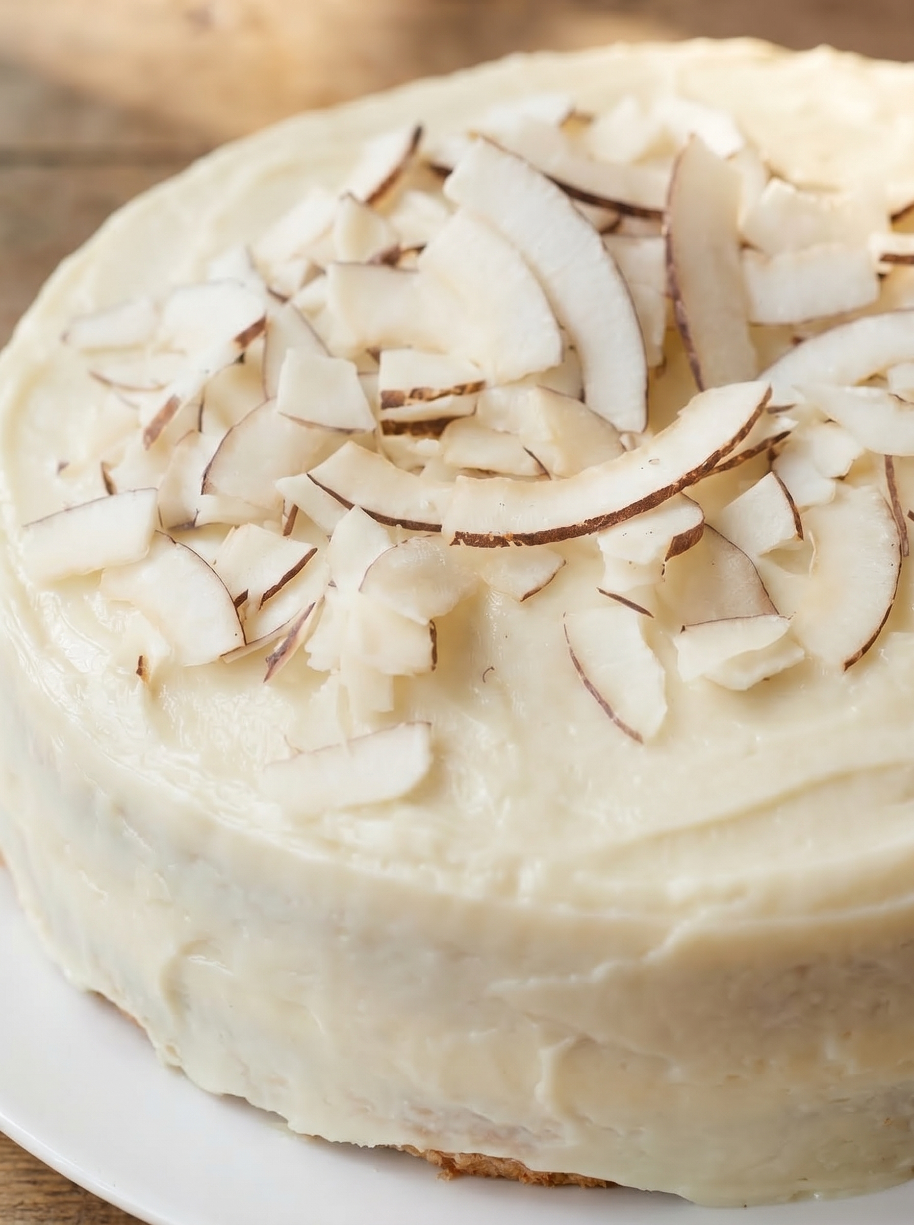 Vegan coconut cake on a plate