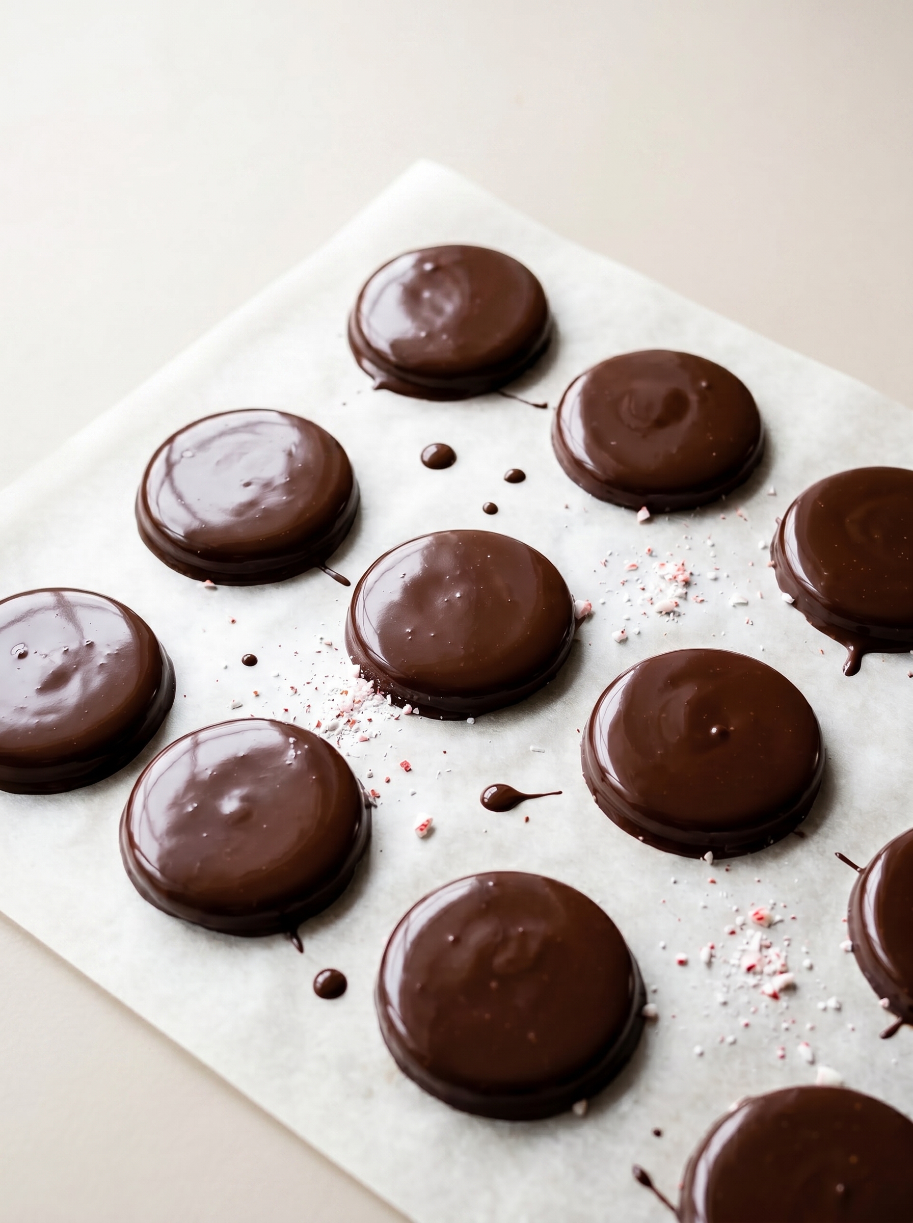 Stack of finished Lazy No‑Bake Thin Mints