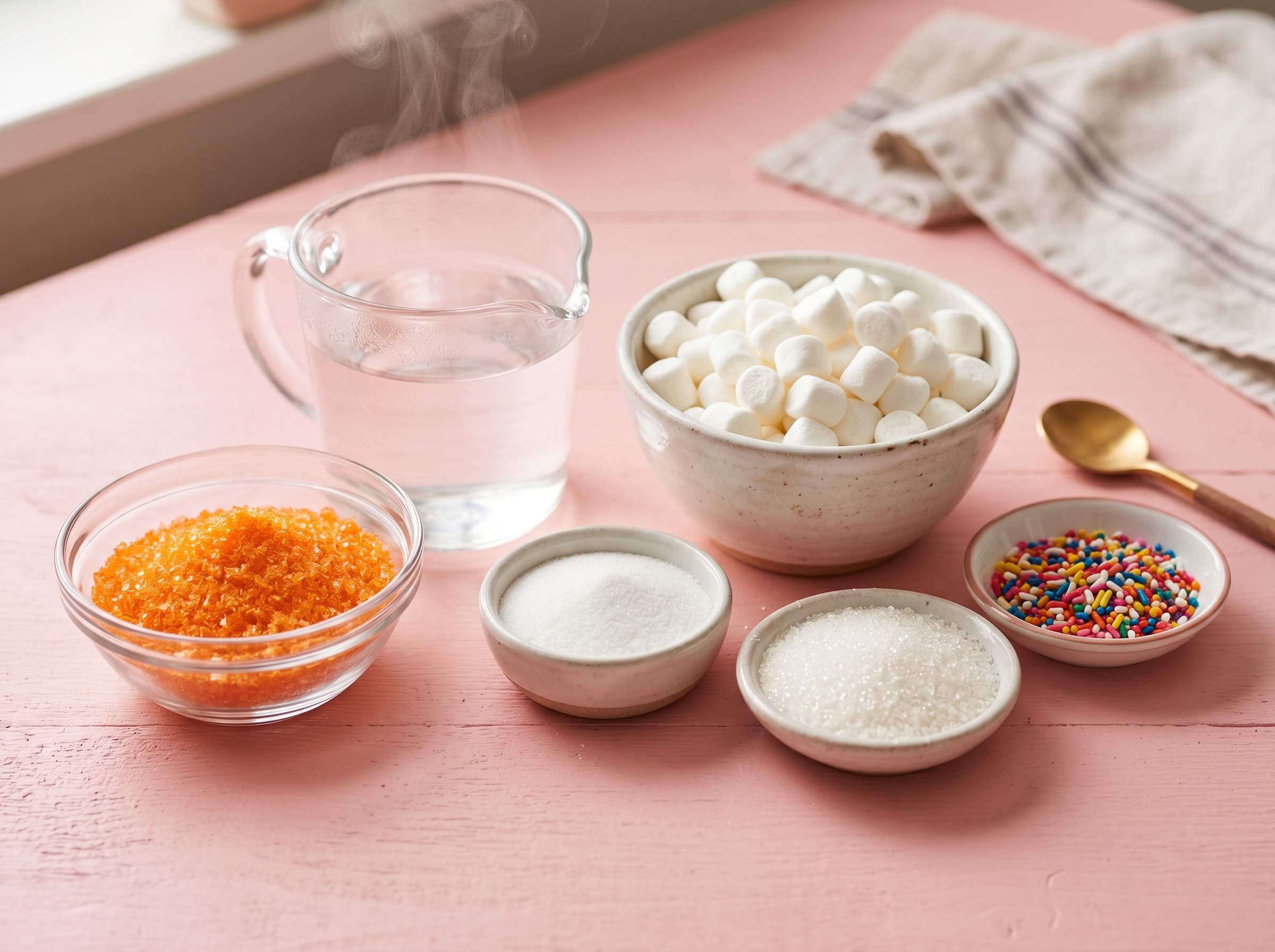 Jello marshmallow squares setting in a pan