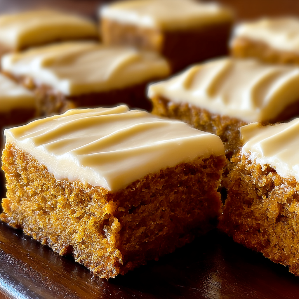 Baked pumpkin bars cooling in pan