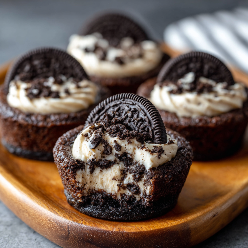 Tray of baked chocolate cookie cups cooling