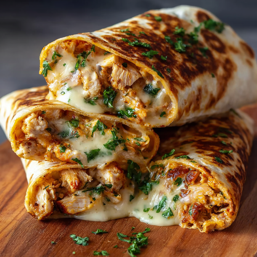Cheesy Garlic Chicken Wraps