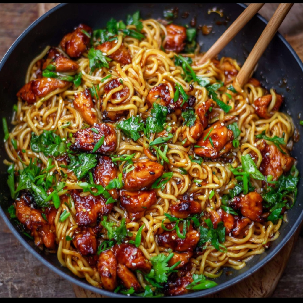 Sticky Garlic Chicken Noodles