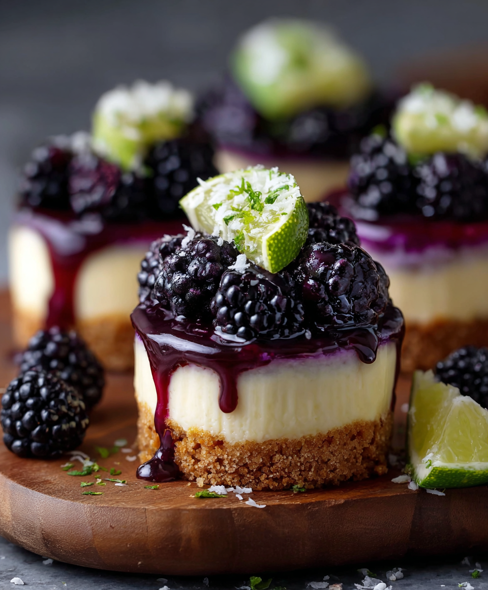 Decadent Blackberry Lime Cheesecake Cupcakes