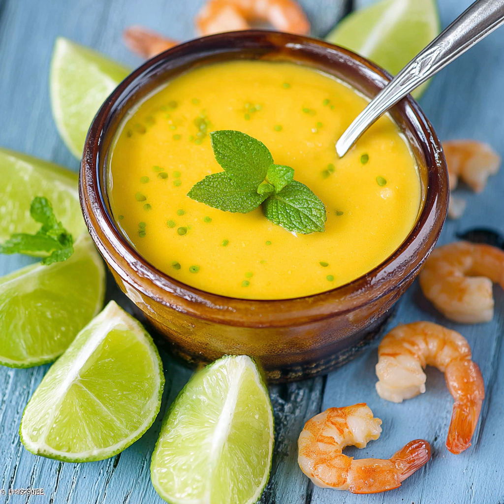 Mango mayonnaise in a jar with lime