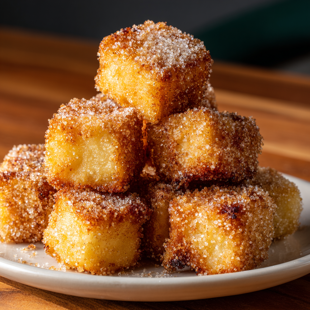 Leche frita pieces frying in golden oil