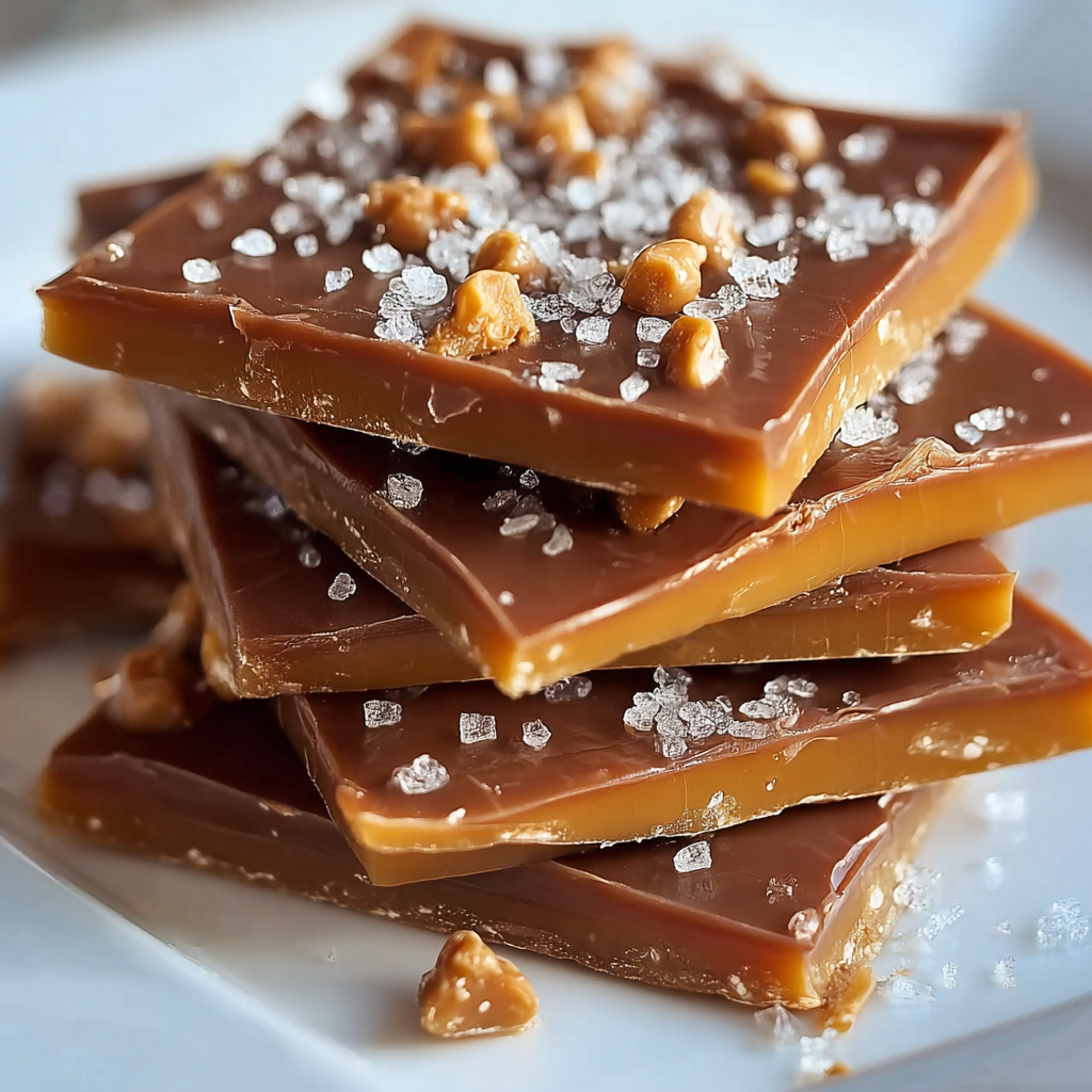 Close-up of chocolate melting on toffee