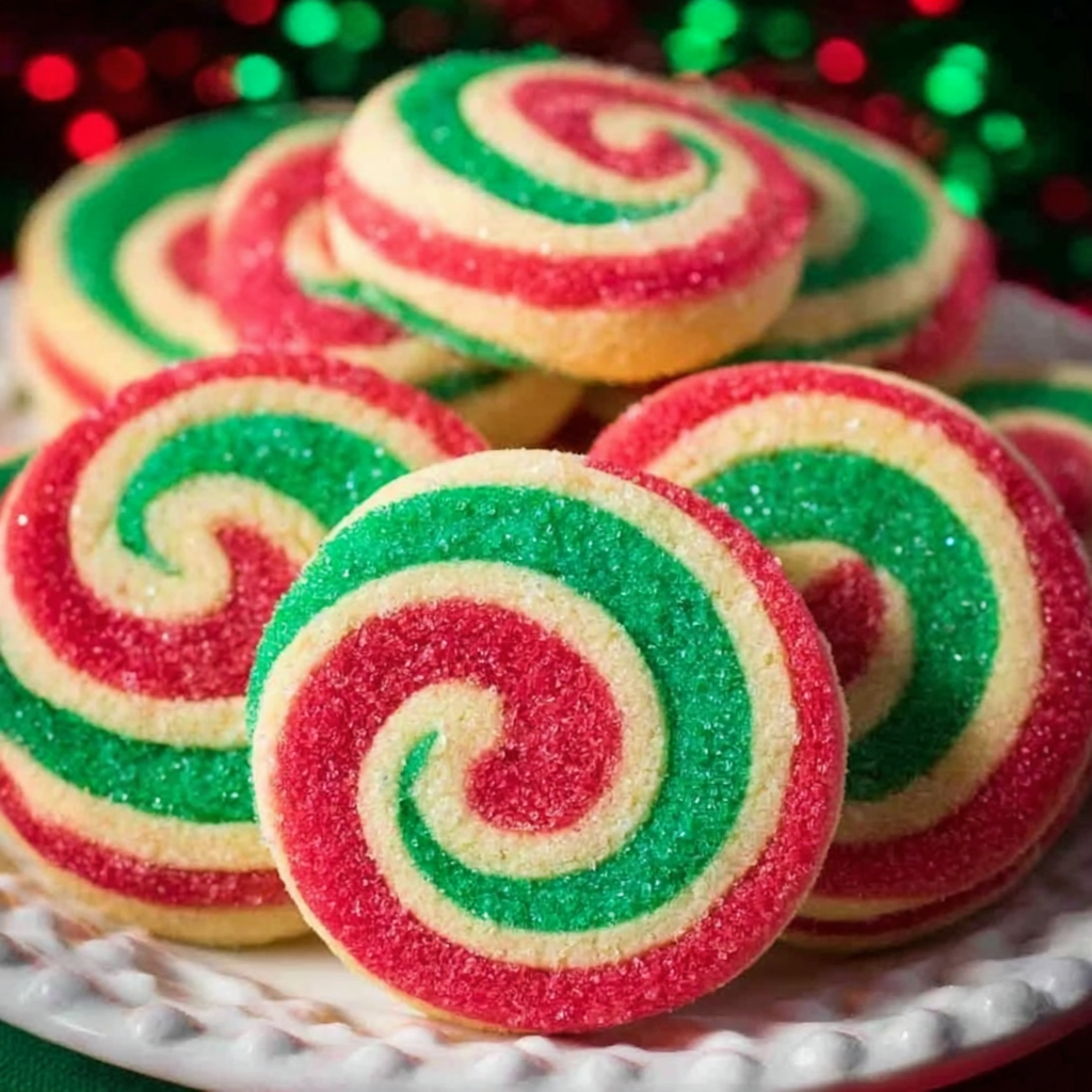 Baking sheet of pinwheel cookies