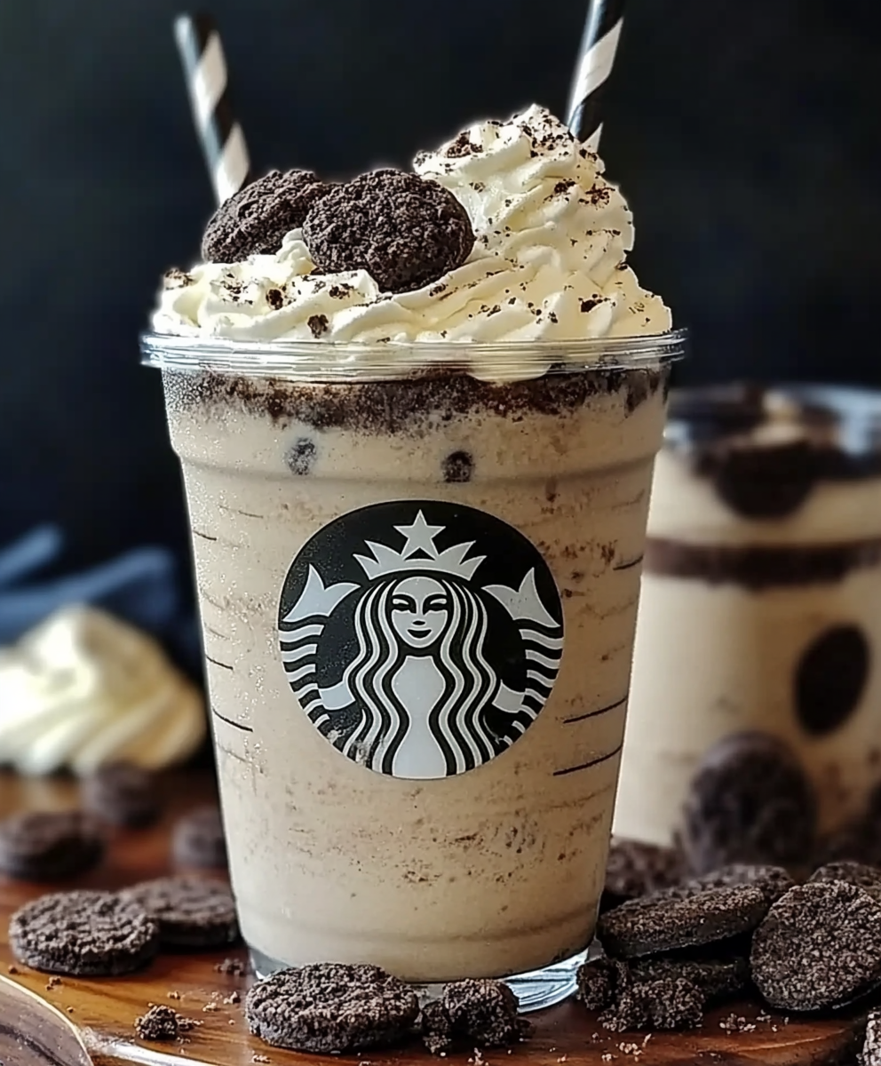 Three cookies and cream frappuccinos on a table
