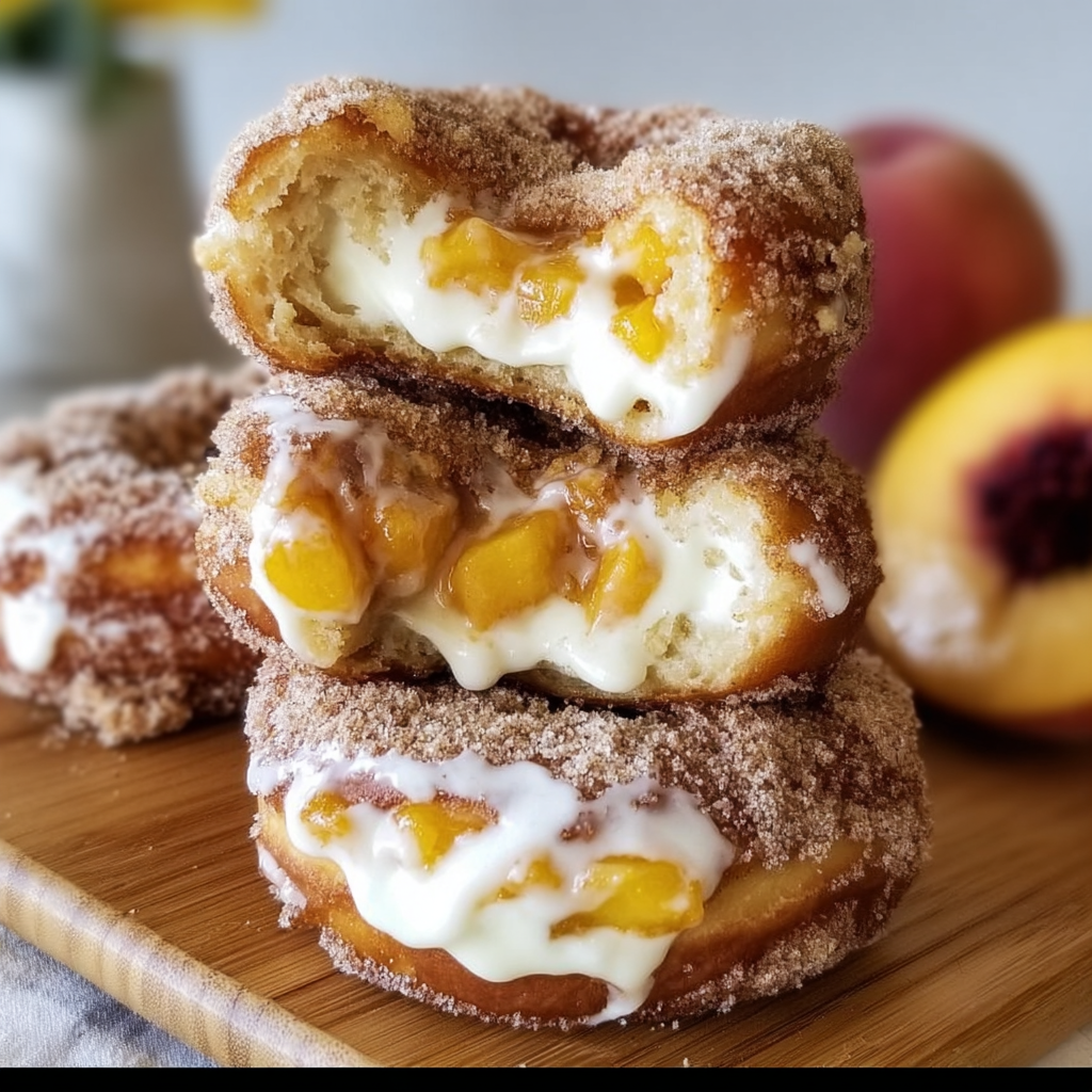 Classic Peach Cobbler Cheesecake Donuts