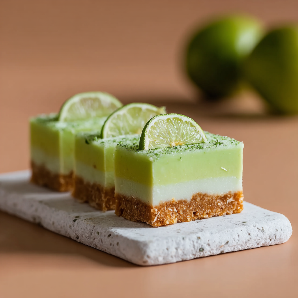 Lime frosted coconut bars cooling on a rack