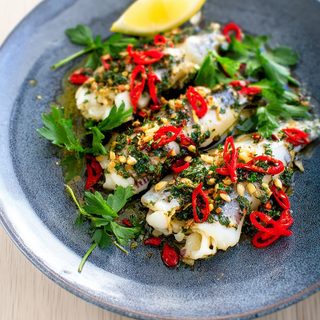 Grilled Squid With Garlic, Chili & Parsley
