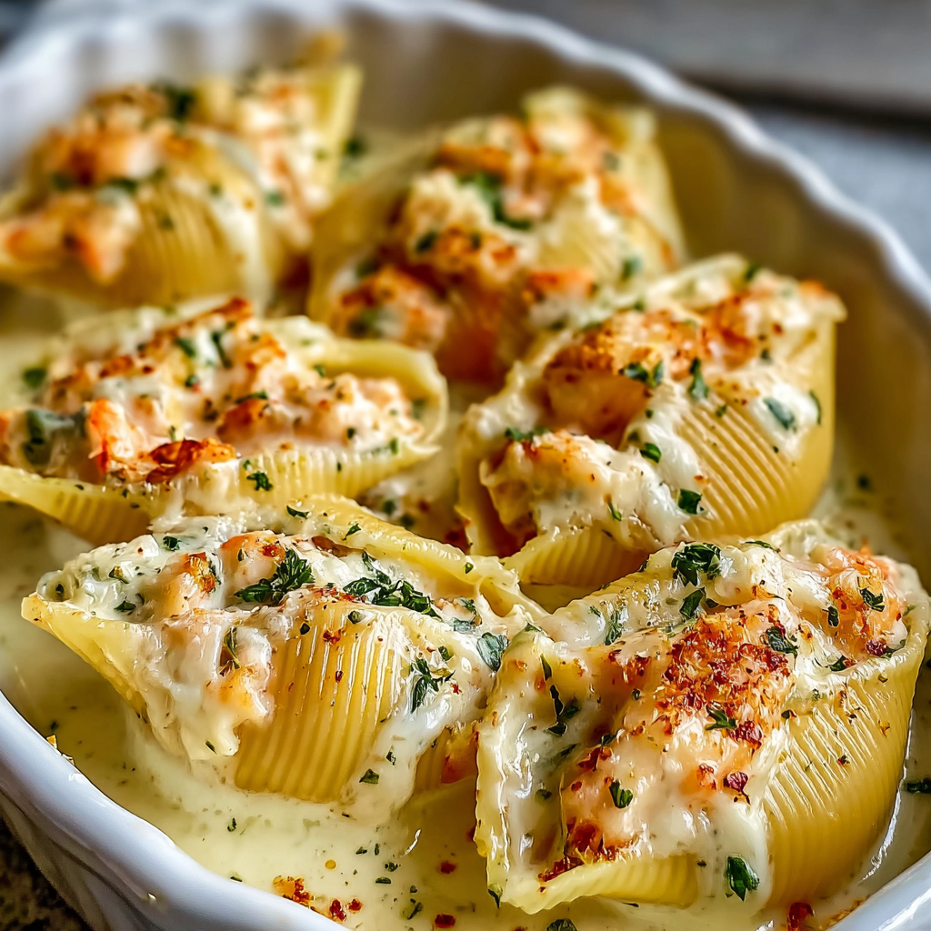 Creamy Seafood-Stuffed Shells
