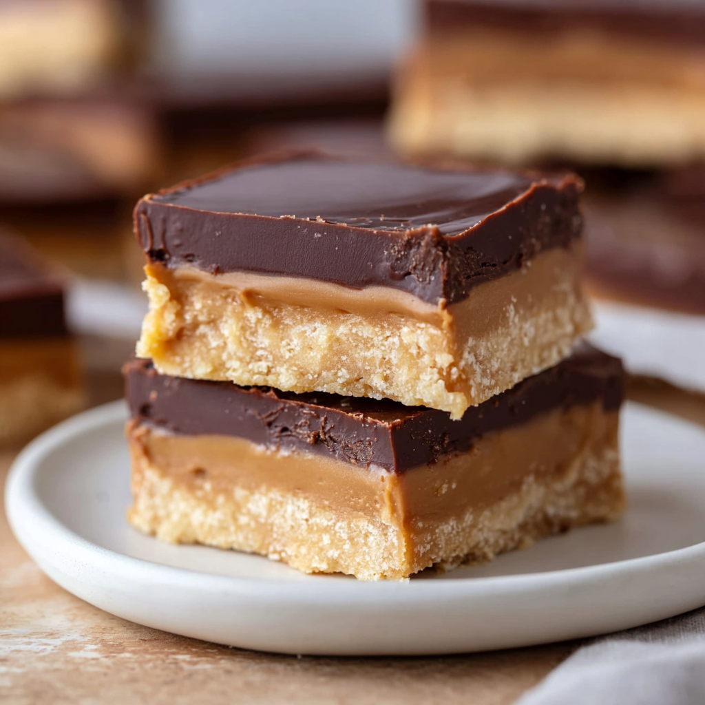No Bake Buckeye Bars set in a square pan