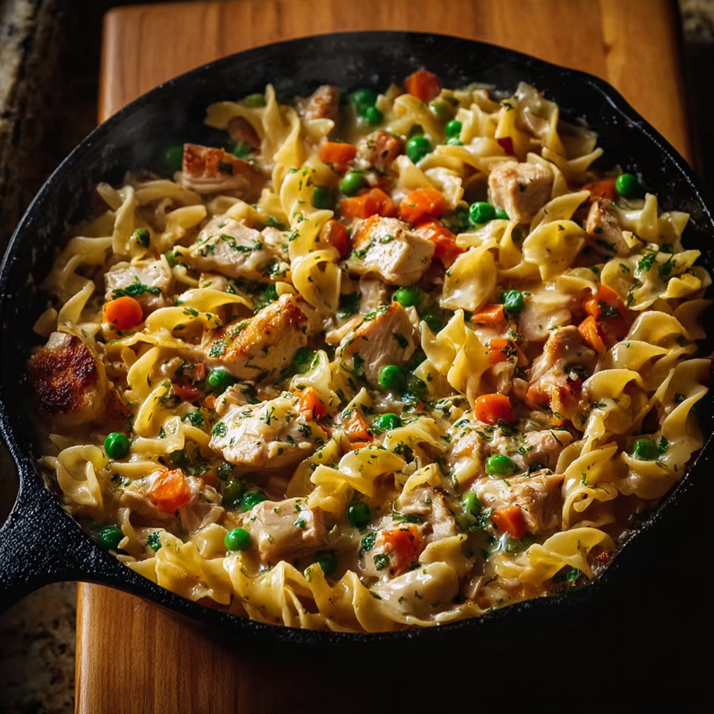 Chicken Pot Pie Noodle Skillet