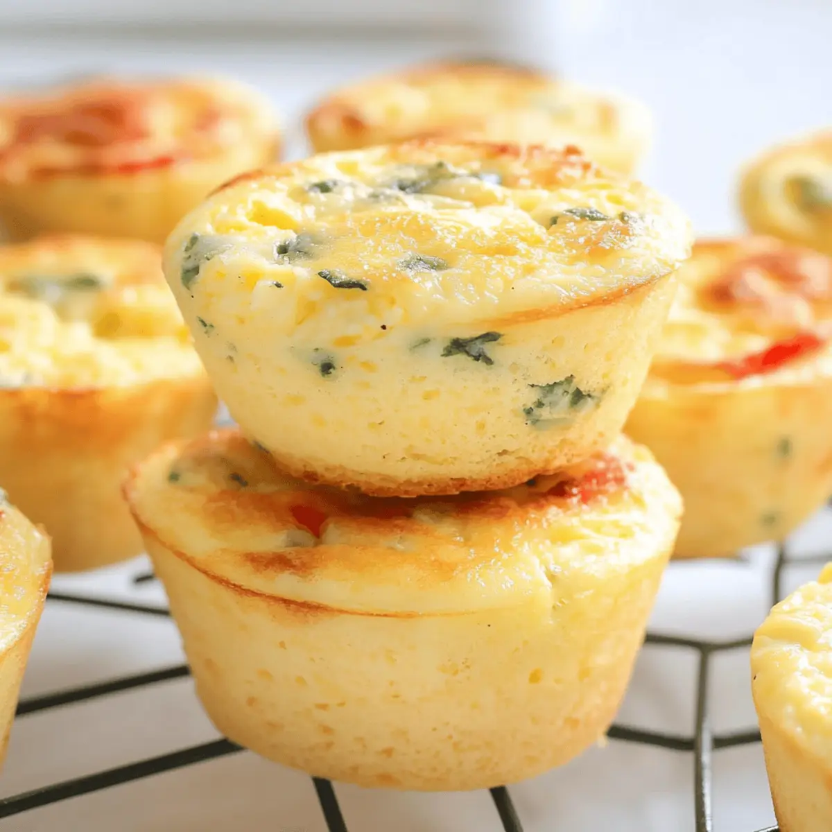 Single cottage cheese egg muffin on a plate with herbs