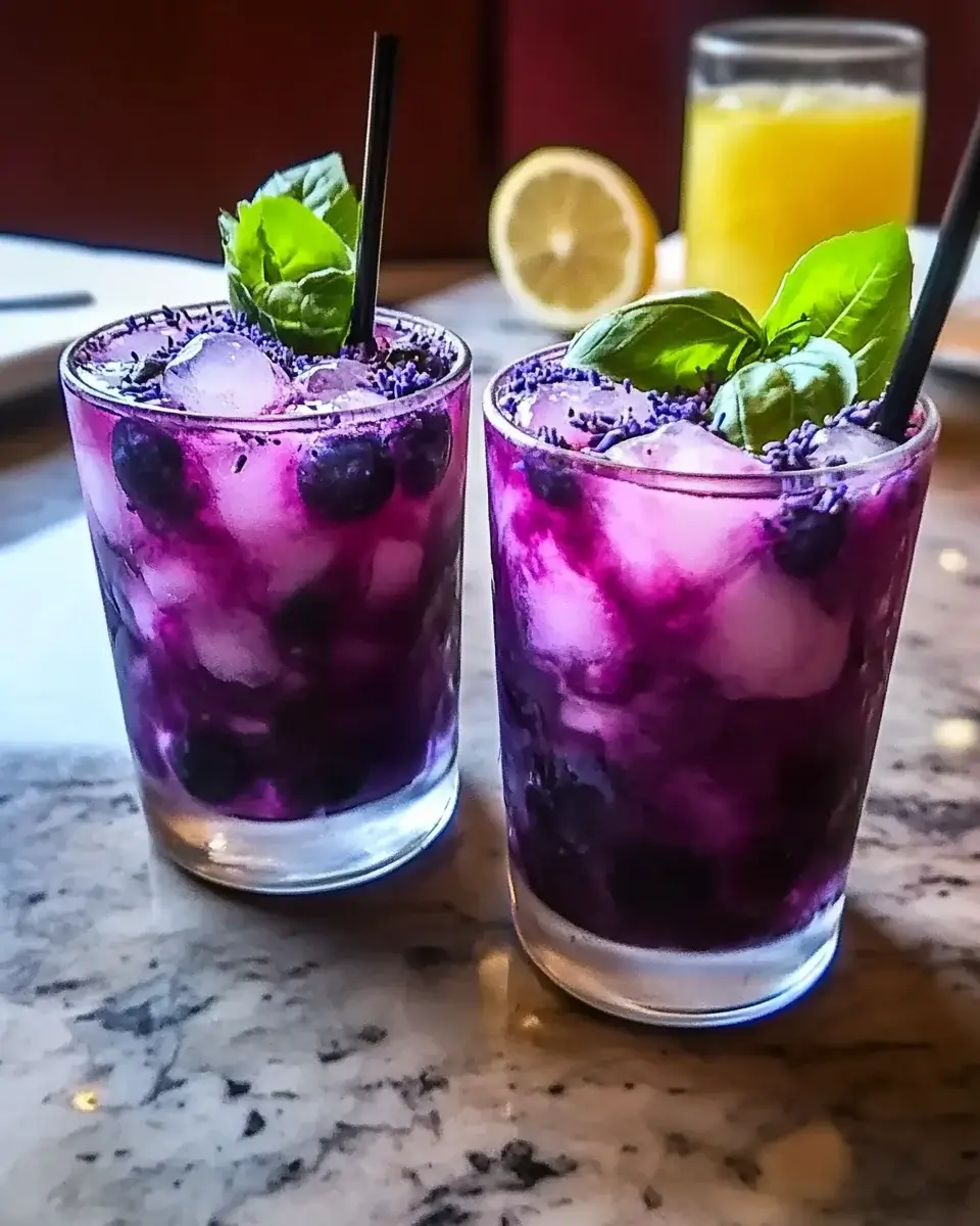 Blueberry Basil Lemon Lavender Mocktail
