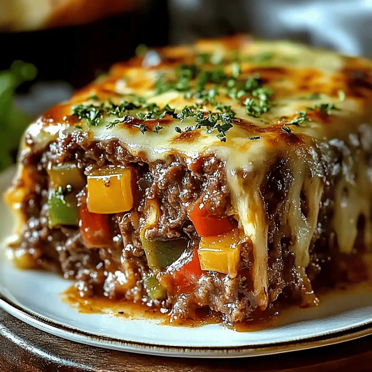 Loaf in pan with provolone melting on top