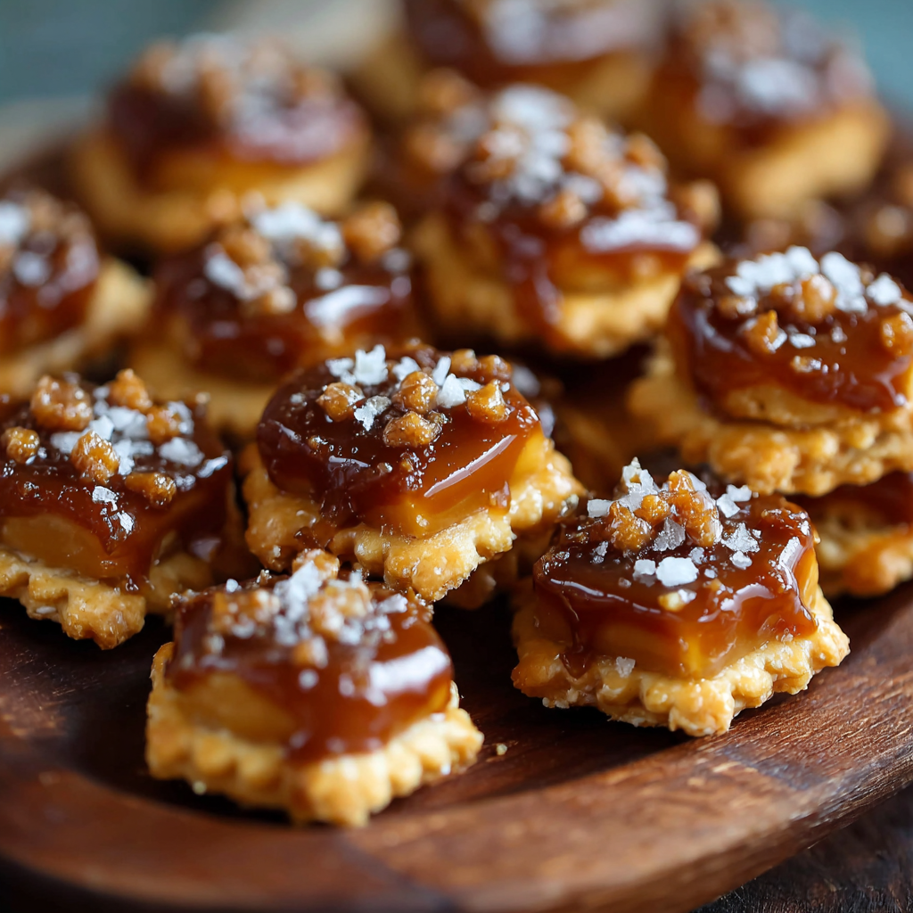 Finished salted caramel cracker clusters in a bowl