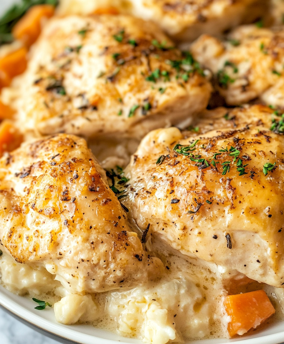 Sizzling chicken and mushrooms in a skillet