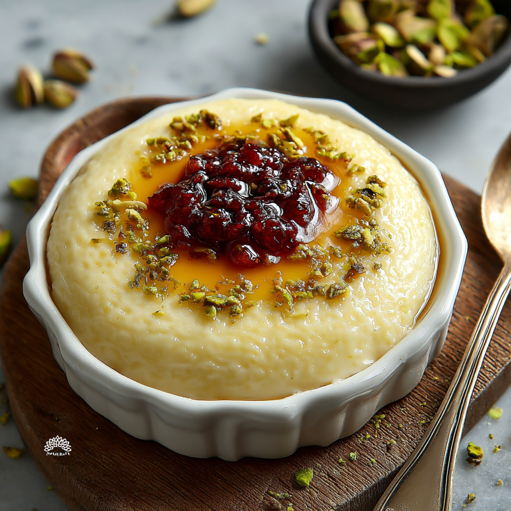 Layali Lubnan (Semolina Milk Pudding with Ashta and Pistachios)