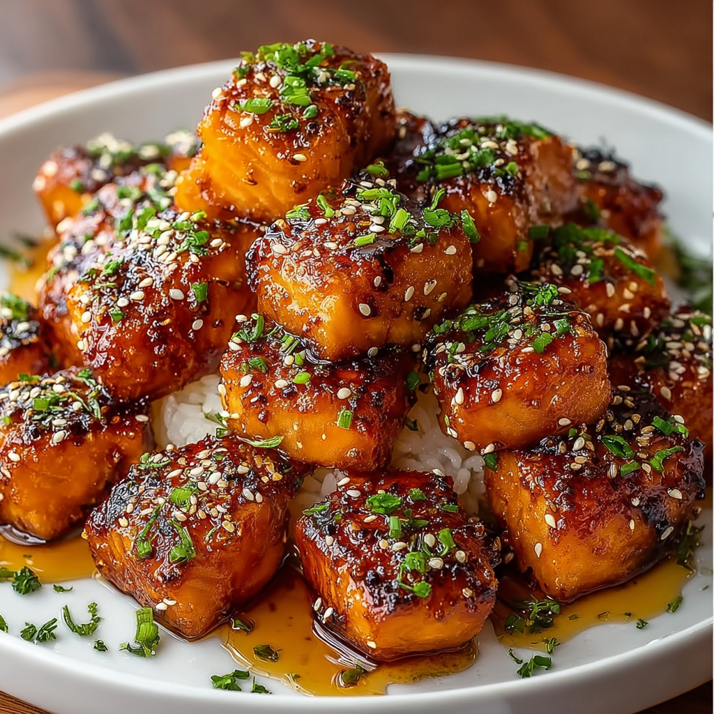 Honey Garlic Salmon Bites