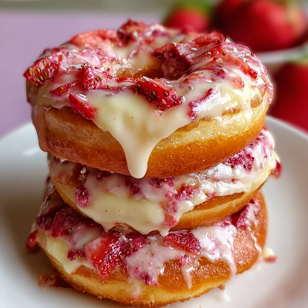 Easy Strawberry Cheesecake Stuffed Donuts — So Fluffy and Delicious!