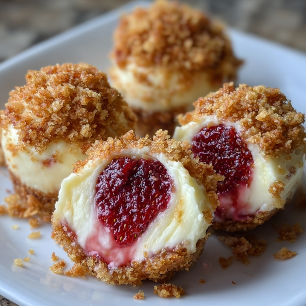 Close up of strawberry crunch topping