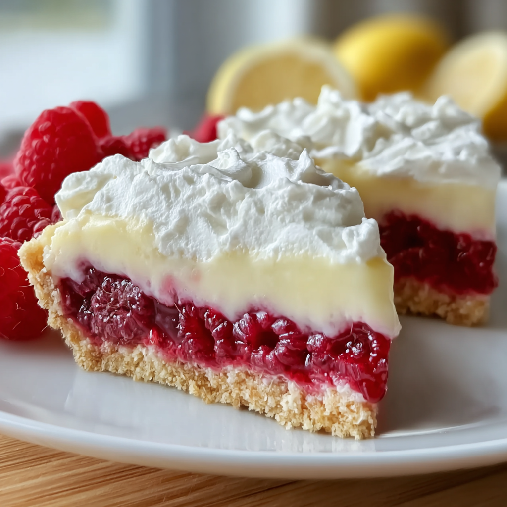 Lemon Raspberry No Bake Pie
