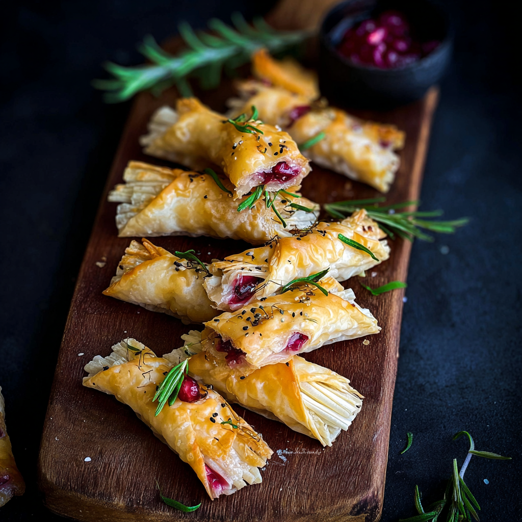 Cranberry and Brie Filo Crackers