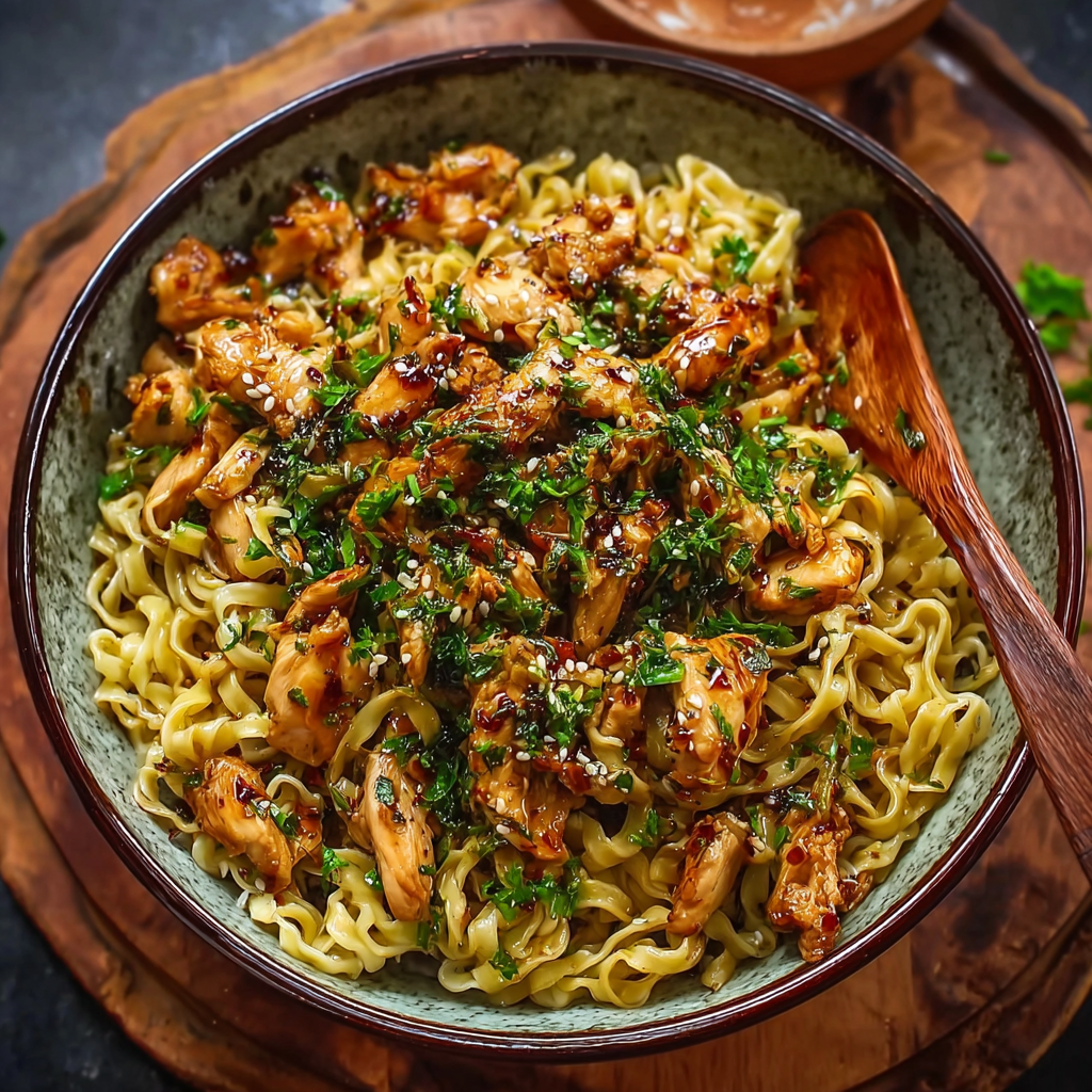 Sticky Garlic Chicken Noodles