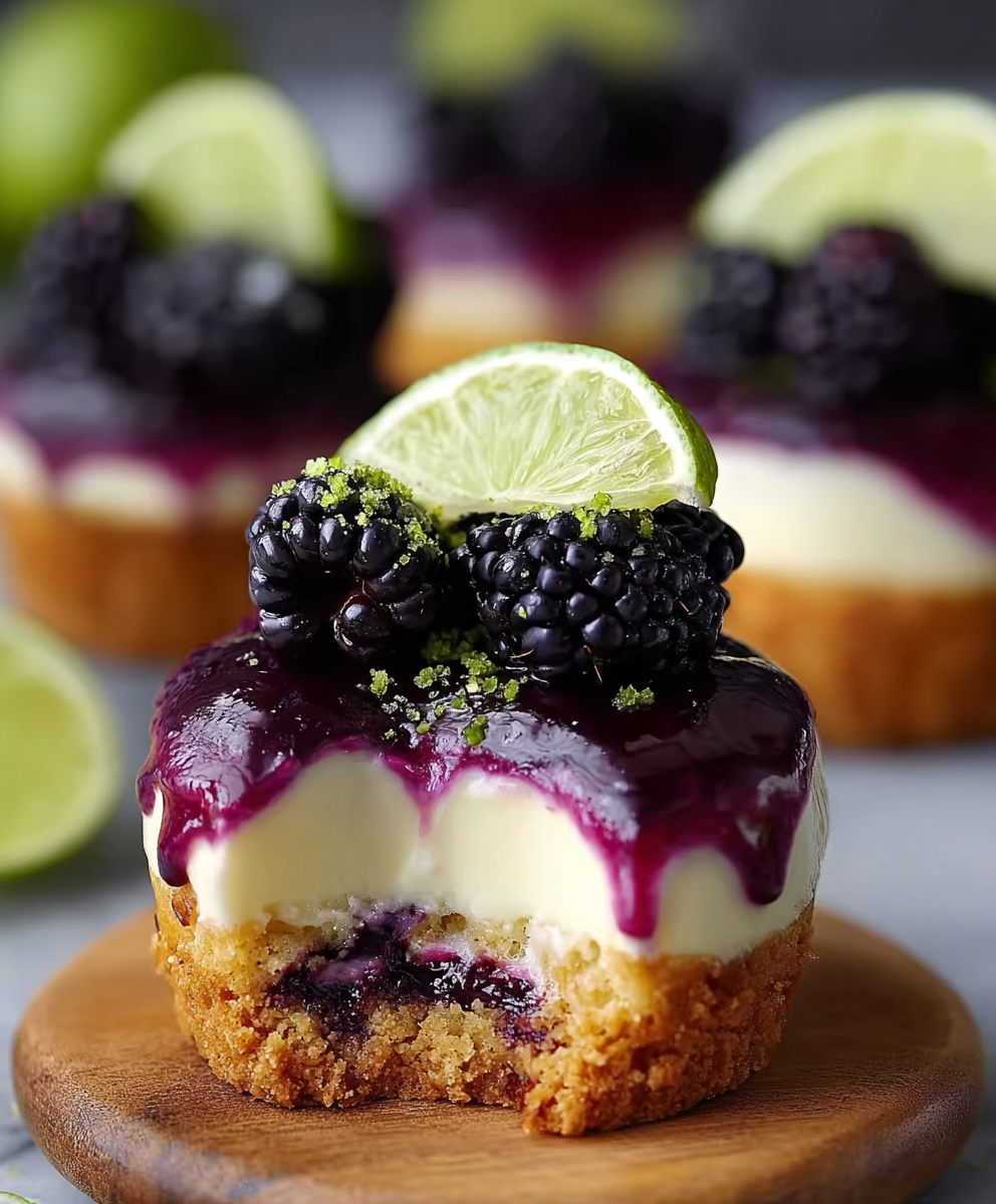 Decadent Blackberry Lime Cheesecake Cupcakes